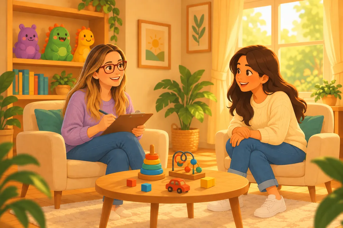 Ilustración de dos personas conversando